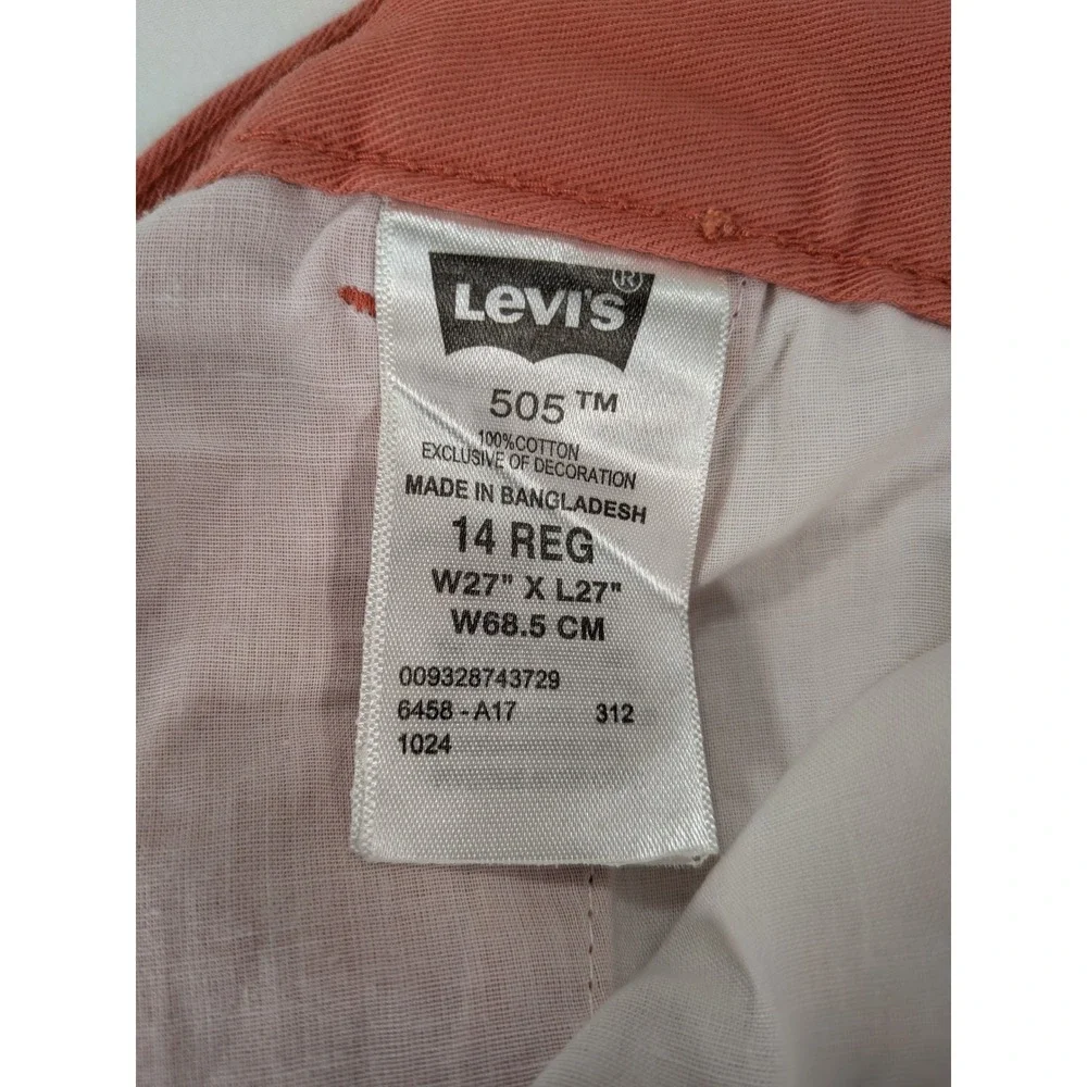 NWT Levi's 505 Jeans Boys 14 Reg 27x27 Salmon Pink Denim Straight Bootcut Cotton